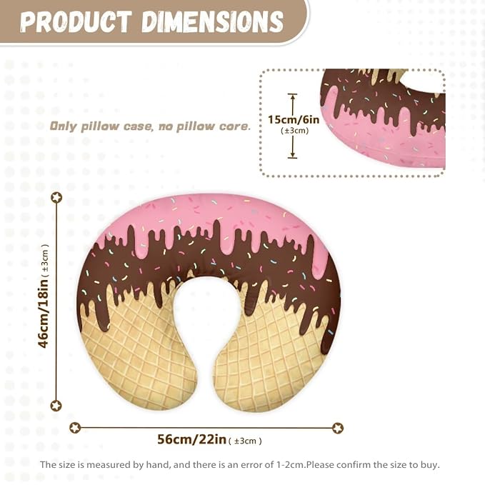 Ice Cream Breast Feeding Nursing Pillow Cover with Hidden Zipper, Breastfeeding Nursing Pillow Slipcovers Super Soft for Breastfeeding Moms