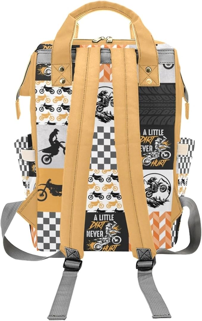 Custom Diaper Bag for Boys Personalized Name Diaper Bag Backpack with Changing Station Custom Motocross Baby Travel Bag Outdoor Nursing Diaper Mommy Backpack with Adjustable Shoulder Straps Nappy Bag