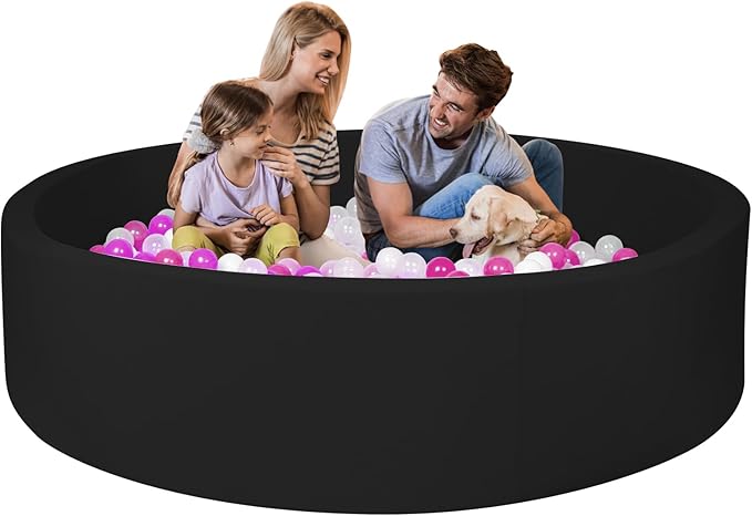 Foam Ball Pit for Kid, Kids Soft Ball Pit,Kiddie Balls PoolIdeal Gift Toys for Children, 47 Inch,Black
