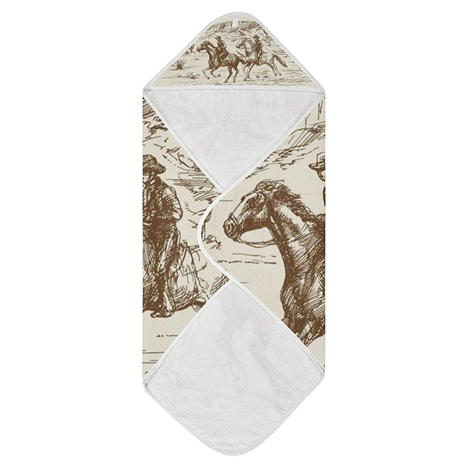 Western Desert Cowboy Baby Towel Ultra Soft Hooded Towels for Babies - Ultra Absorbent Cotton Bath Towels 30x30 Inch
