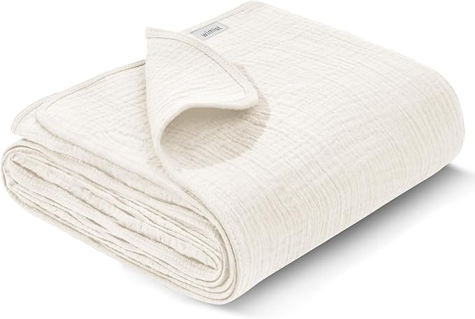 Muslin Swaddle Blankets, Swaddle Blanket for Baby Girls and Boys, Baby Receiving Blankets, Baby Essentials, Suitable for Neutral Newborns and Crib Essentials, Large 40 x 36 inches (Cream)