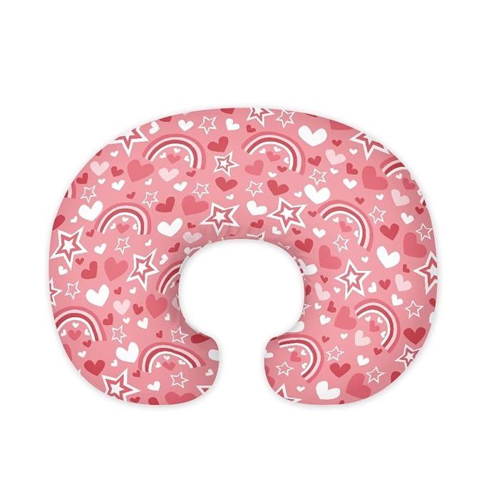 Rainbow Heart Nursing Pillow Covers, Nursing Pillow Slipcovers Breastfeeding Newborn Infant Feeding Cushion Cover Case for Valentine's Day