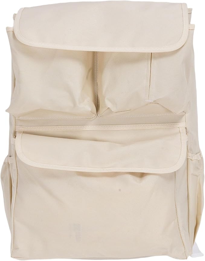 Buachois Stroller Hanging Bag, Universal Baby Stroller Organizer with Multiple Pockets and Cup Holder, Oxford Cloth Storage Caddy for Diapers Bottles Toys Accessories (Beige)