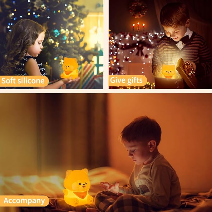 Rytinazzz Silicone Night Light for Kids, 50H Long Battery Red Panda Lamp, Cozy Gift Light for Kids, Soft Dimmable Bedside Light, Rechargeable Tap Control