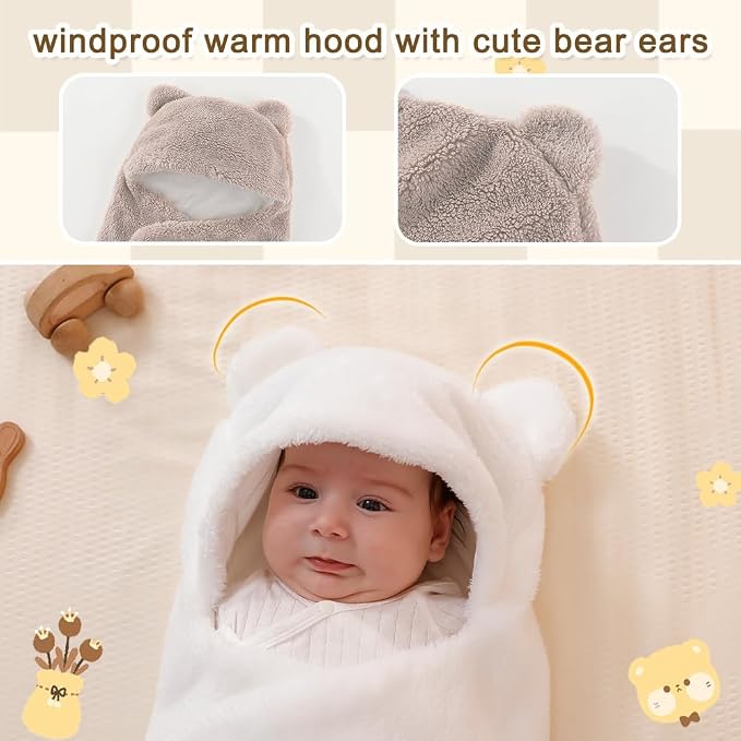 AiWMGL Baby Swaddle Boys Girls 3-6 Months Fleece Winter Warm Adjustable Newborn Swaddling Wrap Soft Blanket Sleeping Sacks Infant