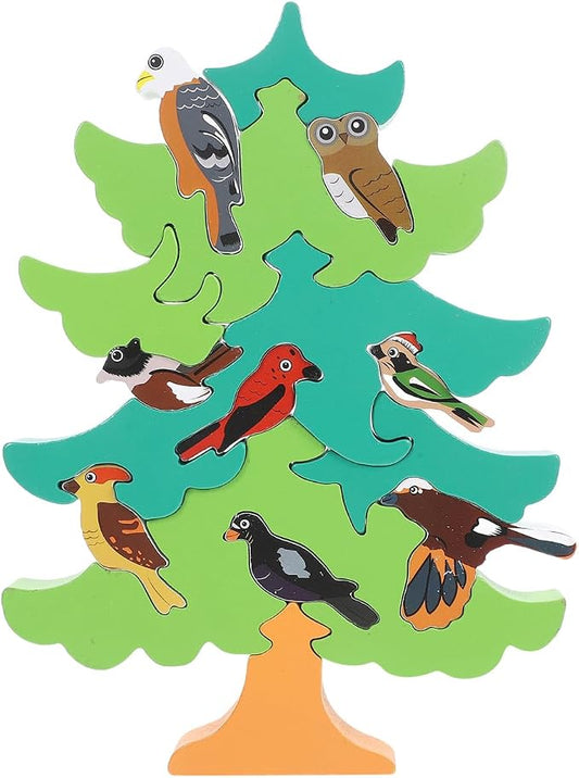 TOYANDONA 1 Set of Baby 3D Jigsaw Puzzle Wooden Tree Bird Shaped Montessori Toy Educational Preschool Learning Toys Children's Day