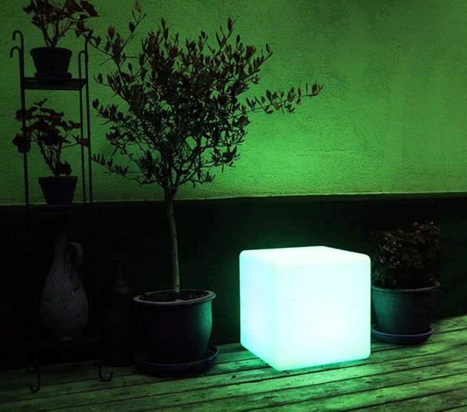 Mr.Go Rechargeable LED Color-Changing Light Cube 8", Dimmable Soothing Mood Lamp with Remote, 16 RGB Colors 4 Modes, Waterproof Cube Lights for Home Patio Party Accent Ambient Decorative Lighting