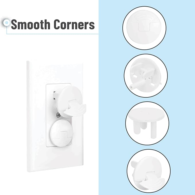 Bates- Outlet Covers Child Proof, 40 Pack, White, Round 3 Prong Outlet Covers