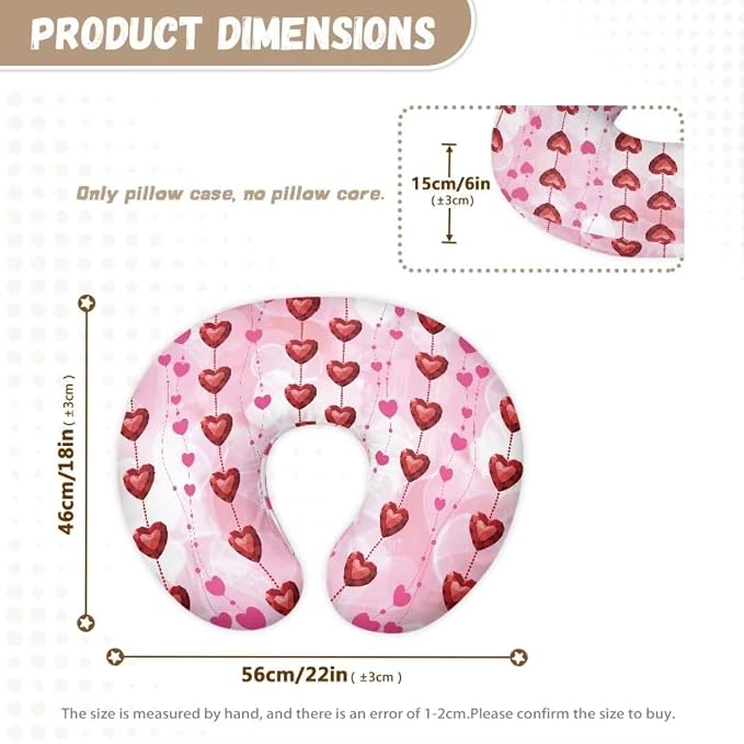 Cute Love Print Valentine Nursing Pillow Cove,Infant Newborn Nursery Bottle Breast Feeding Pillowcase (Pillow NOT Included)