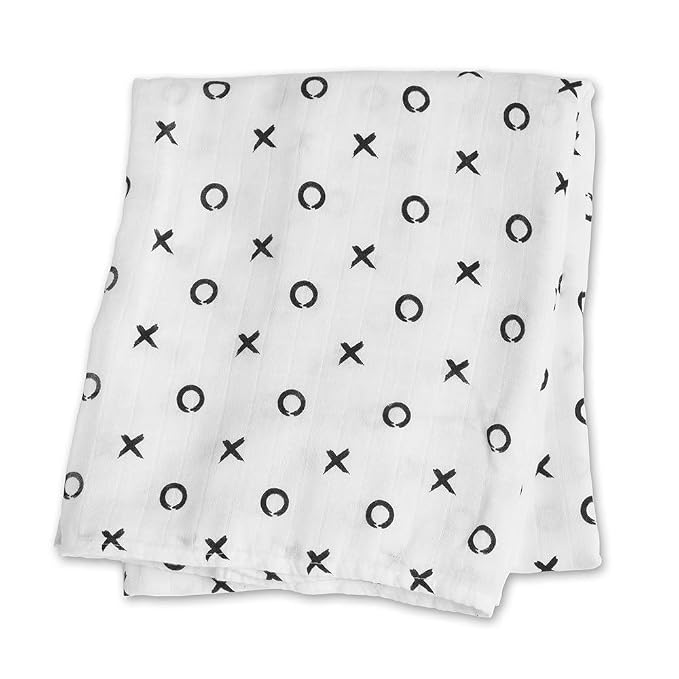 Lulujo Baby Hello World Newborn Hat and Swaddle Blanket Set, Hugs & Kisses