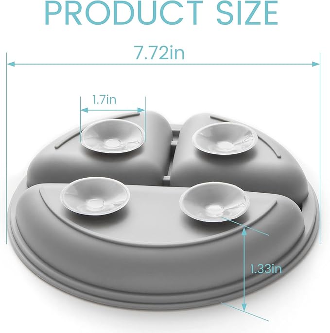 Silikong Silicone Suction Plate for Toddlers ??Divided Baby Plate for Self Feeding ??BLW Weaning Plate ??BPA Free, Dishwasher & Microwave Safe ??Baby Feeding Tray for Kids, Infants & Toddlers