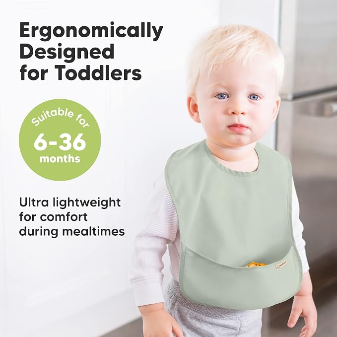 KeaBabies 3-Pack Waterproof Baby Bibs for Eating - Baby Silicone Bibs - Lightweight Baby Bib with Food Catcher - Waterproof, Easy Wipe Silicone Bib for Babies, Toddlers - Mess Proof Toddler Bibs