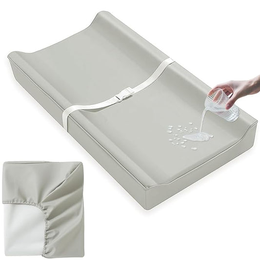 Vegan Leather Baby Changing Pad Covers for Girl, Boy, Waterproof & Wipeable Soft Diaper Changing Mat Cover.Fits Standard Changing Pads with Dimensions of 32" x 16". (Gray)