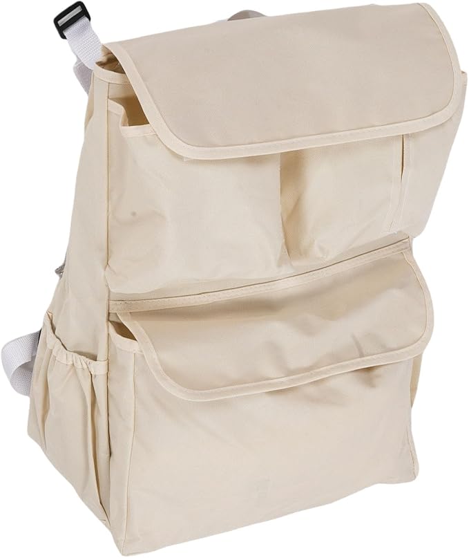 Buachois Stroller Hanging Bag, Universal Baby Stroller Organizer with Multiple Pockets and Cup Holder, Oxford Cloth Storage Caddy for Diapers Bottles Toys Accessories (Beige)