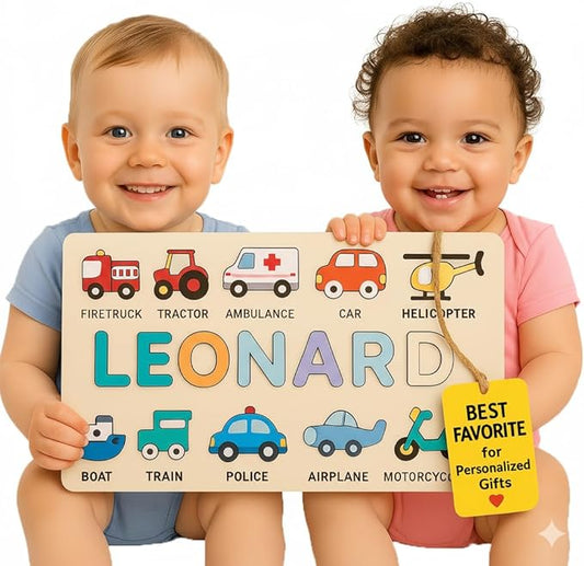 Personalized Name Puzzle for Toddlers 1-3 | Custom Wooden Baby Gift | 1st Birthday, Baby Shower & Easter | Montessori Learning Toy | Nursery Decor for Boys & Girls