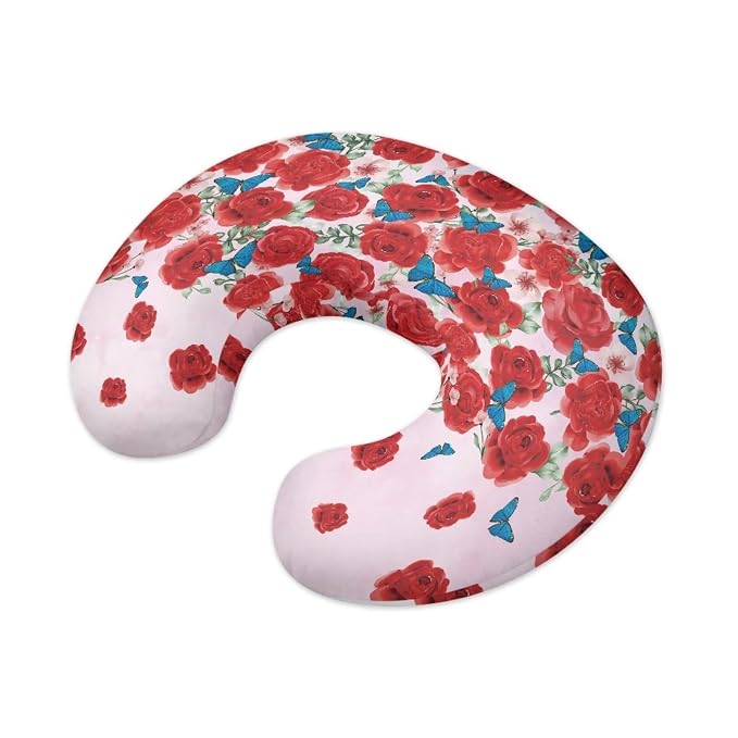 Rose Baby Nursing Pillow Cover for Newborn, Stretchy Replaceable Pillow Cover Slipcover U-Shaped Breastfeeding Pillowcase Cushion Cover
