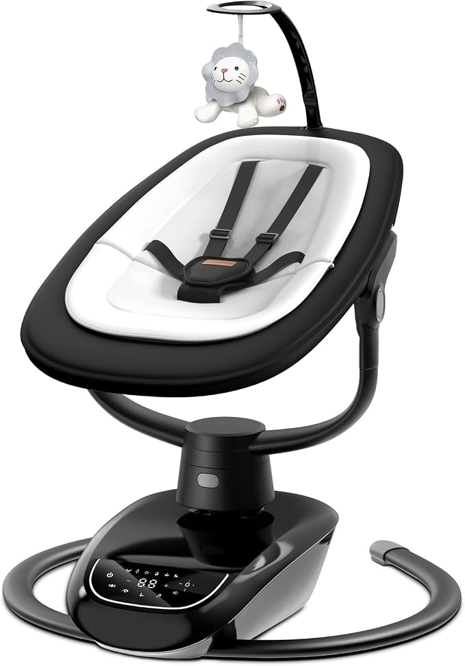 Angelbliss Baby Swing with Custom Motion, 3D-Motion Electric Swing with 6 Unique Motions & 4-Speeds, Bluetooth Enabled, 13 Preset Lullabies (Black)