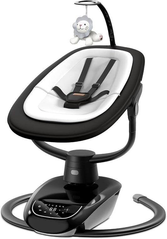 Angelbliss Baby Swing with Custom Motion, 3D-Motion Electric Swing with 6 Unique Motions & 4-Speeds, Bluetooth Enabled, 13 Preset Lullabies (Black)