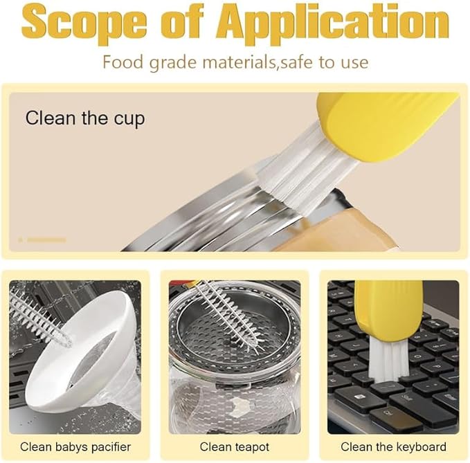 3 in 1 Cup Lid Cleaning Brush, 2024 New Crevice Cleaning Brush Set for Baby Bottle Gap Tight Spaces Cup, 3 in 1 Multifunctional Cleaning Brush Portable Cup Lid Cleaner with Brush(A)