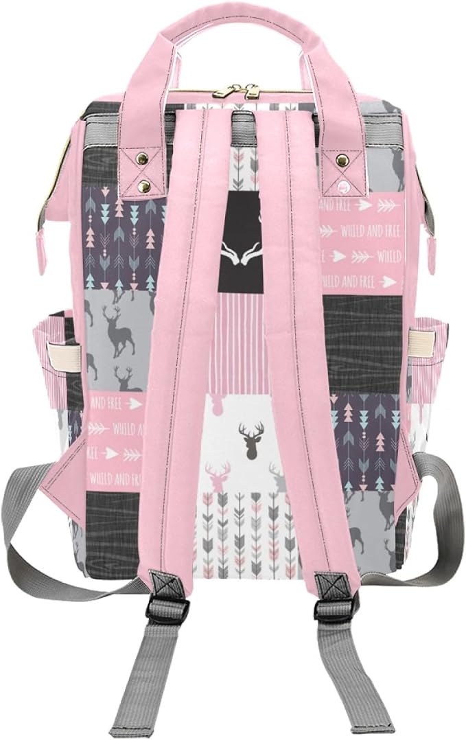 Woodland Deer Personalized Diaper Bag with Custom Name – Custom Baby Tote Backpack for Mom, Unique Gift for New Parents, Baby Shower Essentials