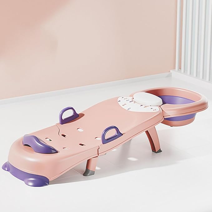 Hair Washing Station for Kids Children's Shower Seat Adjustable Children Shampoo Chair Bath Seat Household Foldable for 1 to 16 Years Old