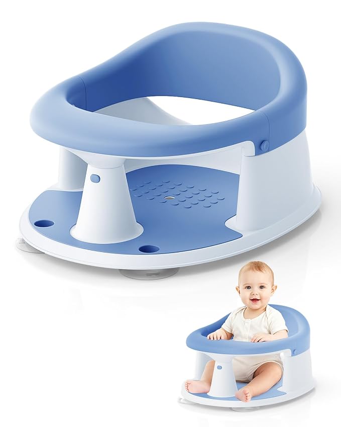 Baby Bath Seat for Babies 6 Months & Up, Bath Seats for Babies Sitting Up, Open Design, Non-Slip, Compact Toddler Bath Seat.