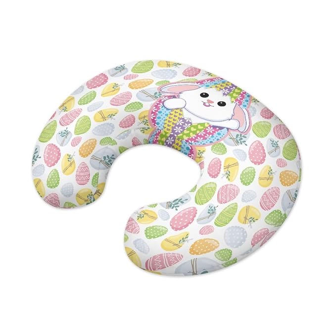 Egg Rabbit is Cute Nursing Pillow Covers Slipcovers for Breastfeeding Moms, Ultra Soft Breathable Feeding Pillow Slipcover for Baby Boy Girl Easter