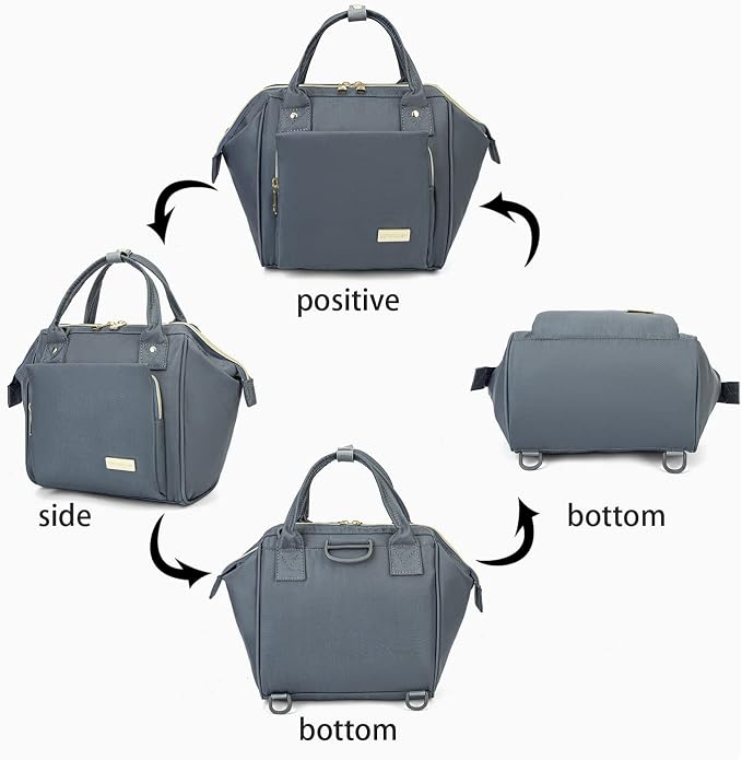 Lmbabter Baby Diaper Bag Nappy Backpack Waterproof Multi-Function Convertible Mini Smart Diaper Bag Backpack for Outdoor (Grey)
