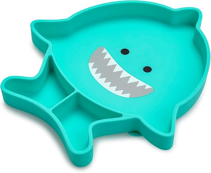 melii Divided Silicone Suction Plate for Babies and Toddlers ??100% BPA-Free, Dishwasher, Microwave Safe, Non-Toxic Baby Feeding Plate - Fits Most High Chairs, Age 6 Months - (Shark)