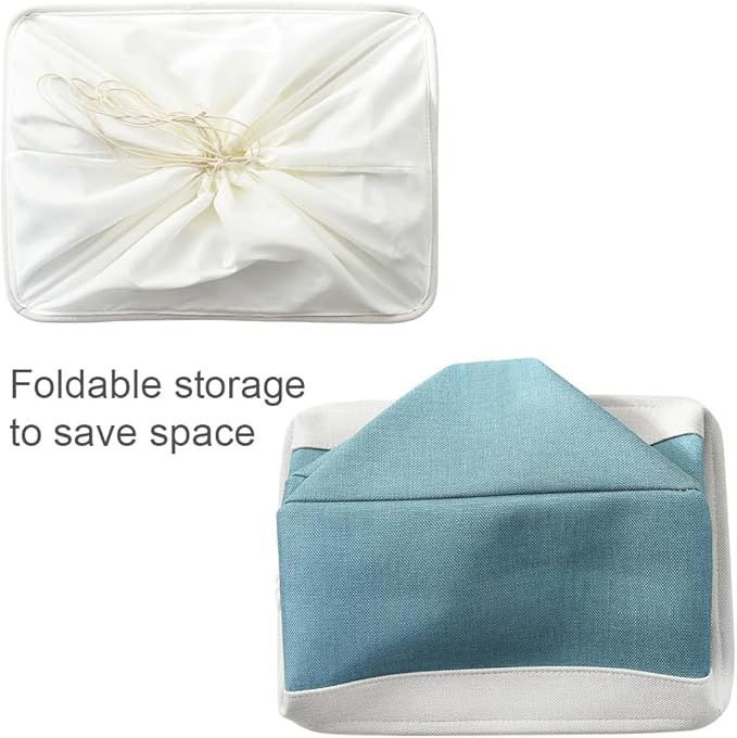 TheWarmHome Storage Bin for Shelves - Extra Jumbo 3 Pack 20.5L×15.7W×13.8H Storage Basket for Organizing, Fabrin Storage cubes with Drawstring Cover for Living Room Bedroom Decor Closet（White & Green