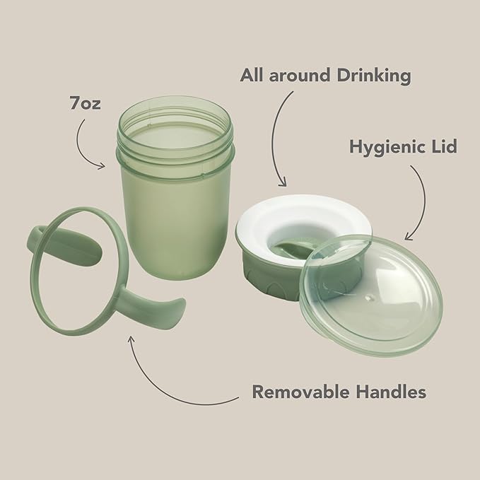 nouka All Around Cup | Leak Proof and Easy Grip | Removable Handles | Soft Blush