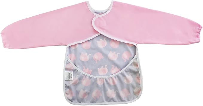 Infant Toddler Baby Waterproof Sleeved Bib, Bib with Sleeves&Pocket, 6-24 Months