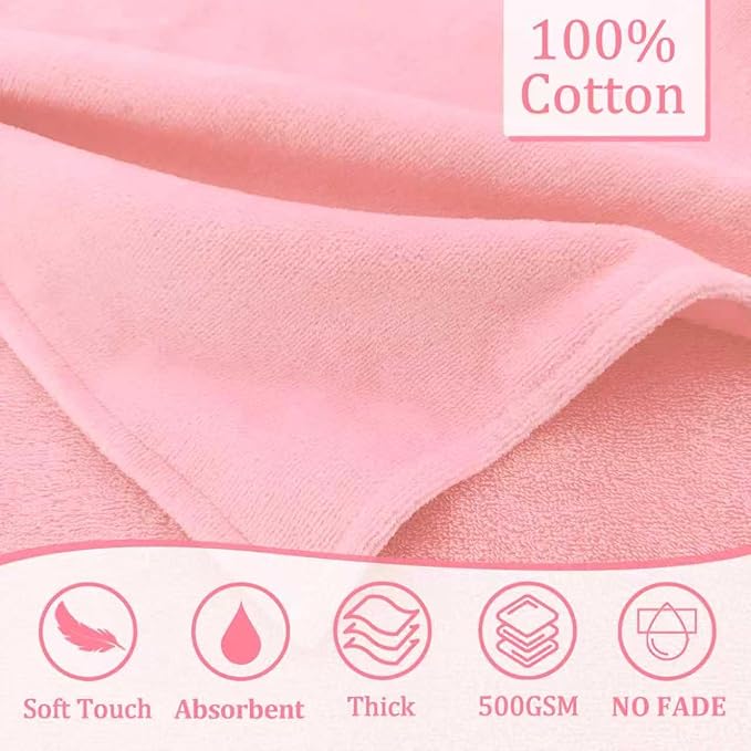 VOOVA & MOVAS Cute Elephant Ears Hooded Towel for Baby ??100% Cotton, 420GSM, Thick & Super Absorbent ??33" x 31.5", Pink ??for 0??8 Months ??Large Towel for Newborn, Toddler, Infant, Essential
