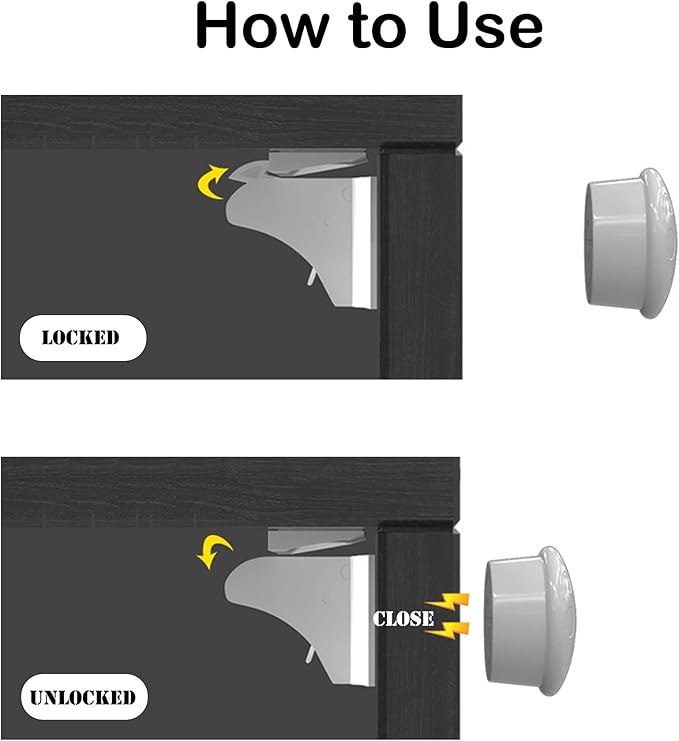 12p Child Safety Magnetic Cabinet Locks Baby Proofing Cabinet Latch Locks with Adhesive No Drill Easy Installation for Cabinets Drawers Doors