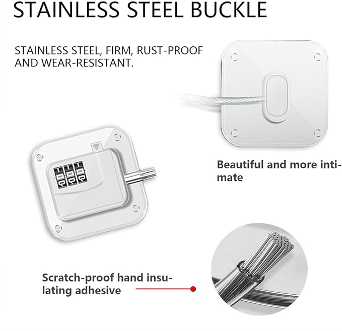 Refrigerator Lock (4 Pack), Heavy Duty Combination Fridge Lock, for Fridge, Cabinets, Window, Drawers and Child Safety Cabinet Lock, Strong Non-Marking Adhesive No Drilling (White)