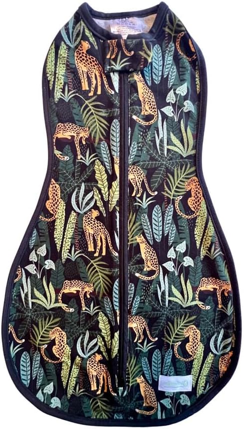 Woombie Original Baby Swaddling Blanket - Self-Soothing, Cotton Baby Swaddle with Zipper - Wearable Newborn Blanket - Jungle Jaguar, 5-13lbs