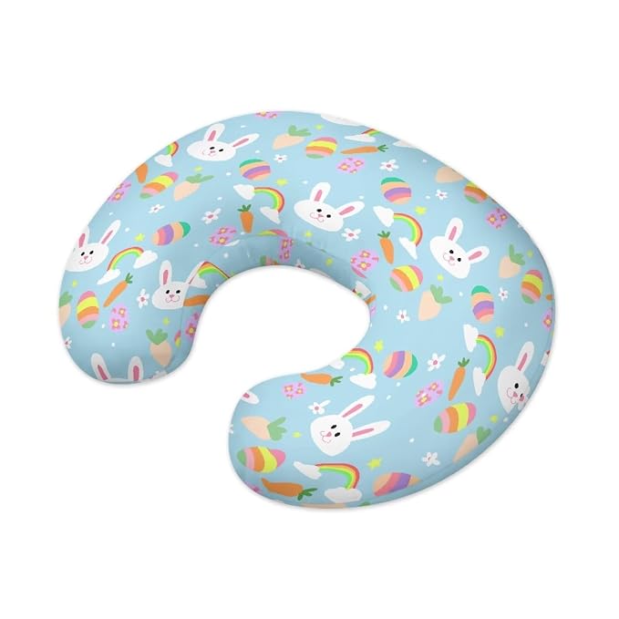 Rabbits Nursing Pillow Cover Slipcover, Breastfeeding Newborn Infant Feeding Cushion Cover Pillow Slipcovers for Breastfeeding Moms Easter