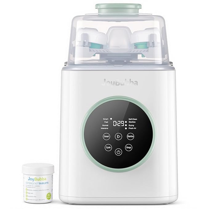 Baby Bottle Wash, Sterilizer and Dryer, Modular Nesting Space-Saving Design, 4-Bottle Capacity,Wash & Sterilizer for Baby Bottles, Breast Pump Parts & Newborn Essentials, Drying Rack Included