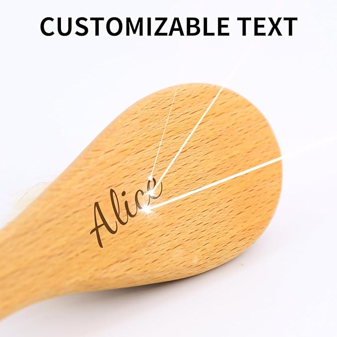 Personalized Wooden Hair Brush Set with Soft Goat Bristles for Babies and Toddlers - Cradle Cap Brush and Baby Registry Gift