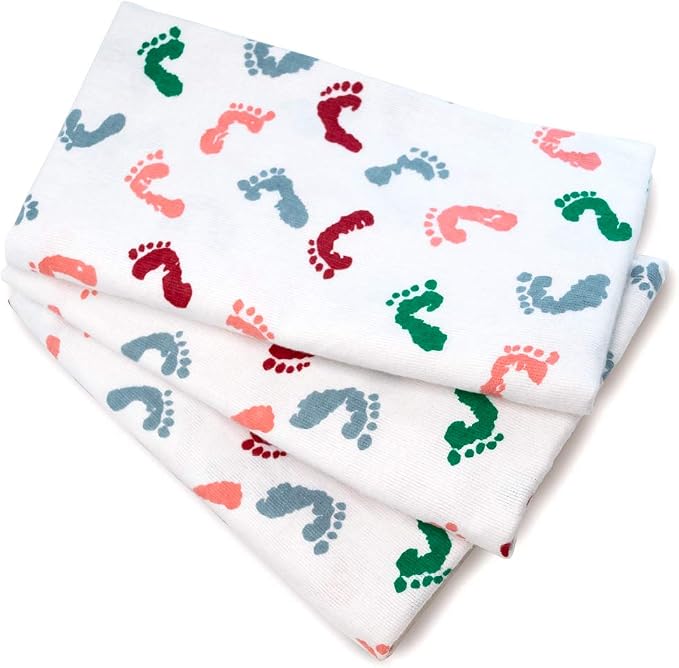 Baby Swaddle Hospital Blanket 3 Pack, Nursery Receiving Wrap, Unisex Boy Girl, 100% Soft Cotton Swaddles Newborn for Comforting , Durable Hospital Quality Large Size Baby feet