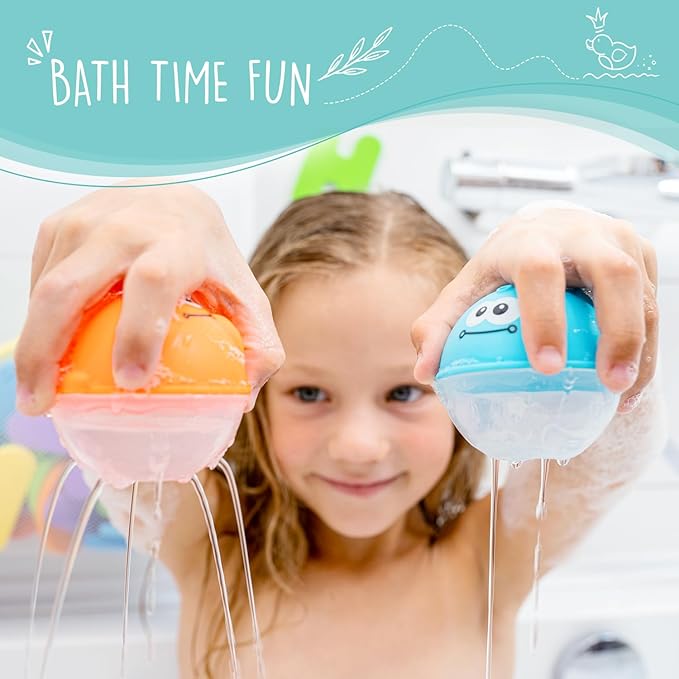 Comfylife Baby Bath Toy Organizer - Bath Toy Storage for Shower - Bathtub Toy Organizer Includes Foam Bath Toys (Numbers & Letters & Squirty Toys) + Extra Net That Doubles as a Toy