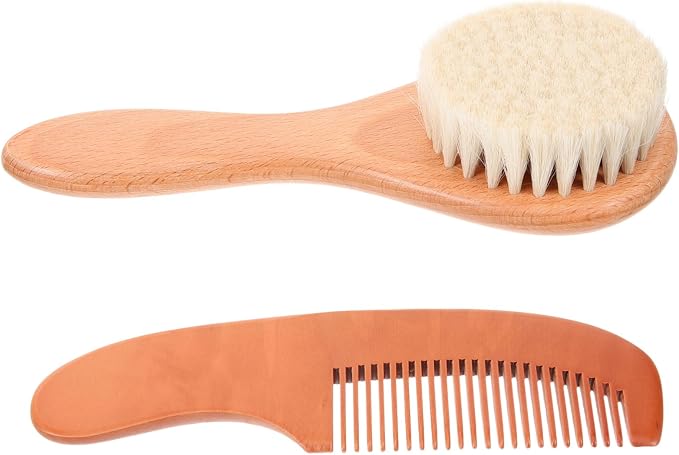 Kisangel 2sets Newborn Hair Brush and Comb Set Brush and Comb for Gentle Cradle Cap Care Hair Care Kit for Newborns for Daily Scalp Massage and Relaxation