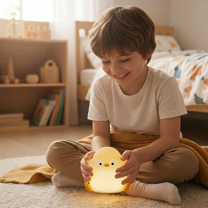 Cute Penguin Night Light for Kids, Squishy Silicone Rechargeable Night Light with 3 Brightness Levels, 30 Min Timer, Fun Cute Lamp for Nursery, Toddler & Baby Bedroom Decor (Penguin Night Lights)