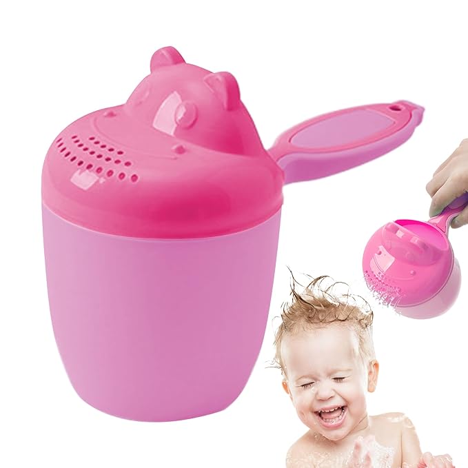 Tiny Tot Bath Rinse Cup - Child Shampoo Pourer, Cartoon Water Bucket for Hair Washing, Gentle Shower Accessory with Safety Grip, Bathroom Tool, Fun Bathing Aid for Daily Bathtub and Kids Bath Time