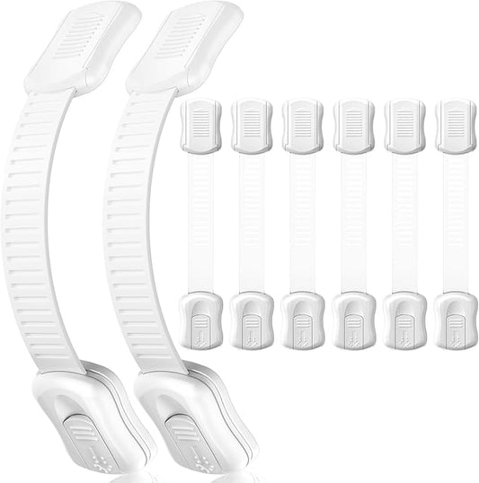 8-Pack Cabinet Locks Baby Proofing - Syican Child Proof Drawer Locks, Multi-Purpose for Drawers, Fridge, Toilet Seat, Trash Can, Ideal Stocking Stuffers, White