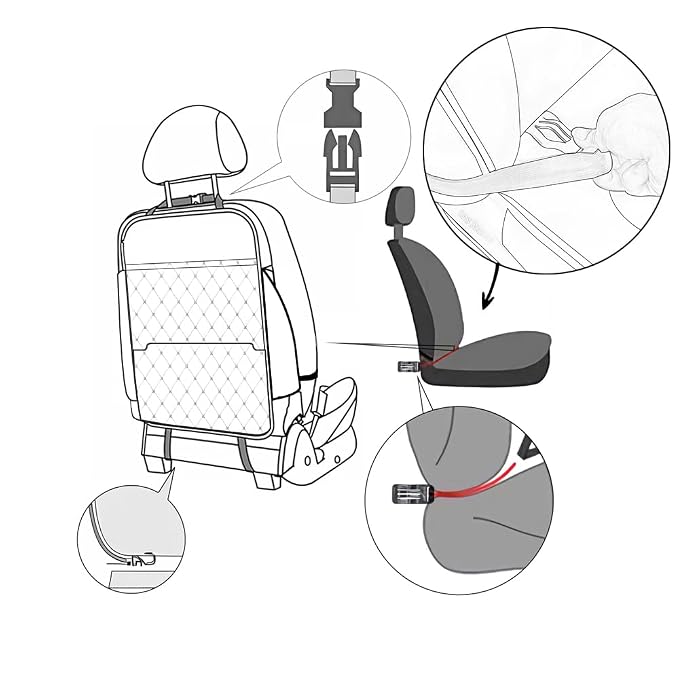 TAIKOO Seat Back Protector + Large Capacity Pocket Storage Organizer,Preventing The Impact of Children Stepping on The Seat Backrest (Style A-Brown)
