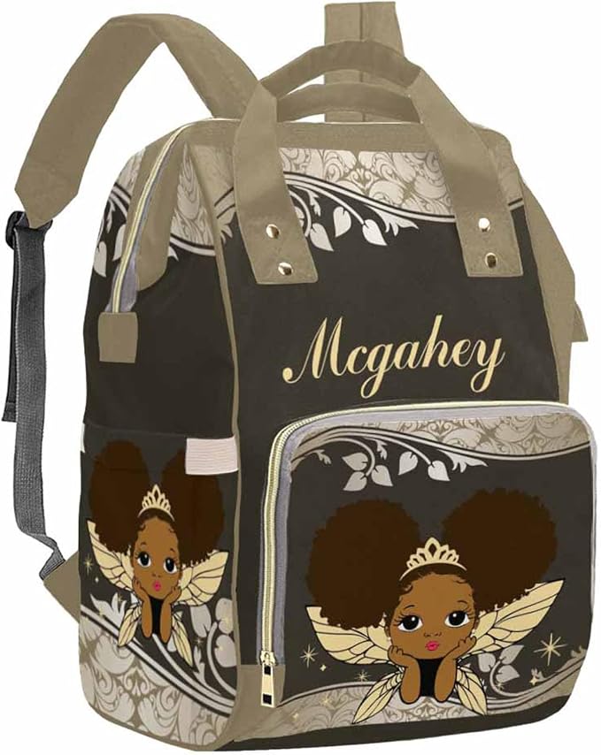 InterestPrint Custom Diaper Bag with Name, Personalized Monogram Baby Bag Laptop Backpack for Girls Customized Nursing Bags Shoulders Bag Casual Daypack for Women