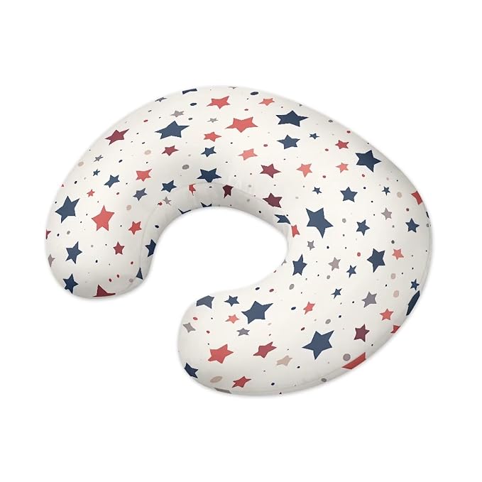Multi Colorful Stars Baby Nursing Pillow Cover Slipcover for Breastfeeding Pillows, Soft and Stretchy Safely Breastfeeding Pillow Cover Breathable and Washable
