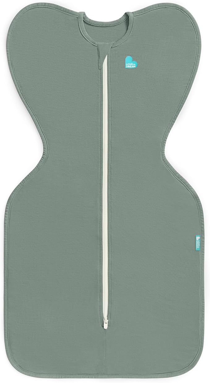 Love to Dream Swaddle Up Bamboo, Arms Up Position, Soft and Luxurious 100% Viscose from Bamboo - Wearable Blanket - 1.0 TOG - (20-24°C) Ideal for Moderate Temps, Medium 13-19lbs, Deep Olive