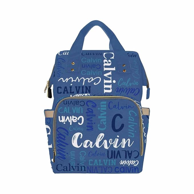 InterestPrint Personalized Custom Blue Funny Name Mummy Nappy Bag Customized Diaper Fun Daypack Travel Shoulder Bag
